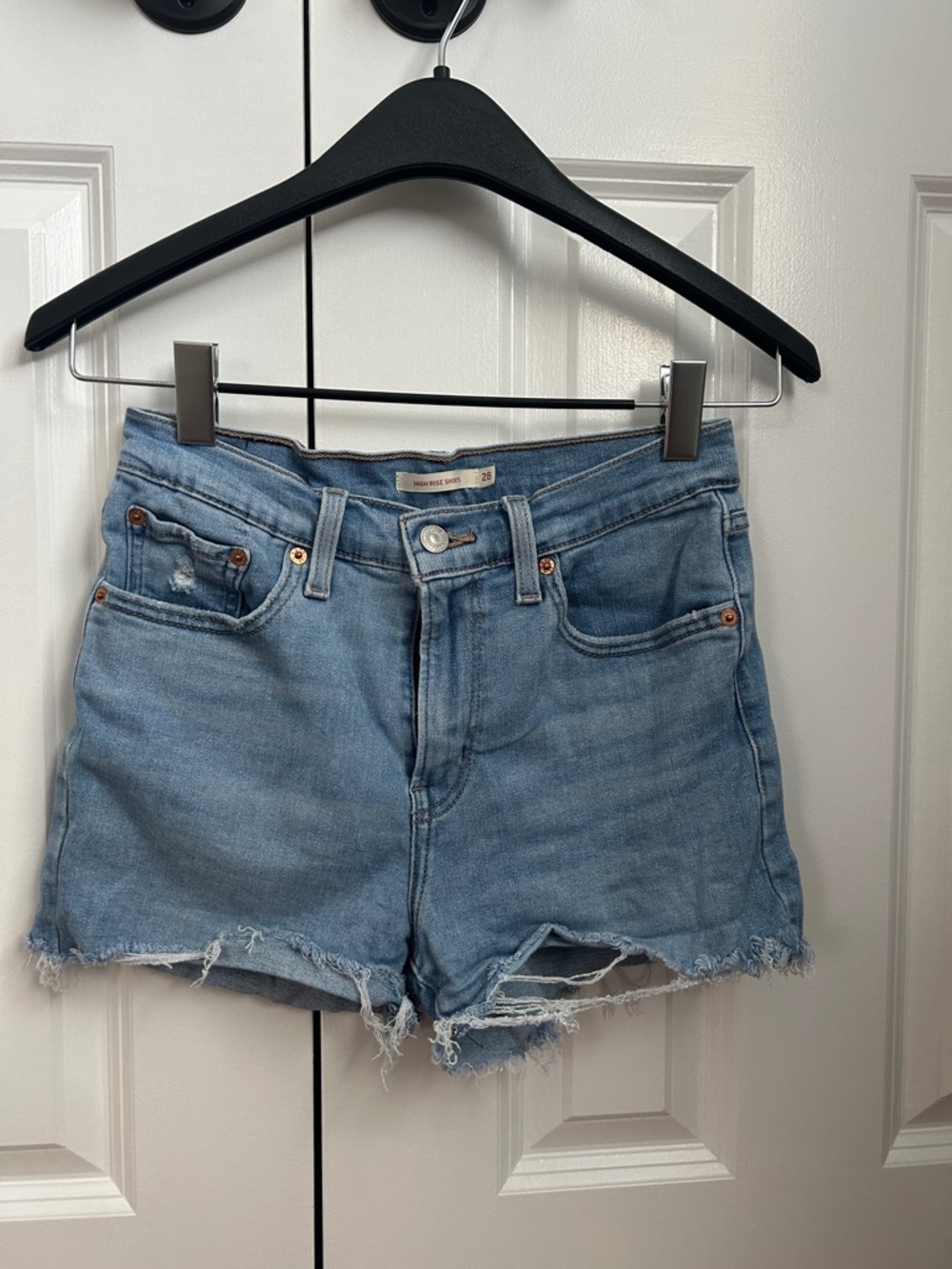 Levi's Light Blue Distressed Denim Jean Shorts